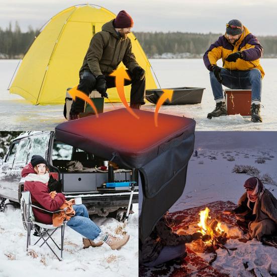 Portable Heated Seat Cushion No Back Stadium Seat Pad USB Powered Chair Pad with 5 Temperature