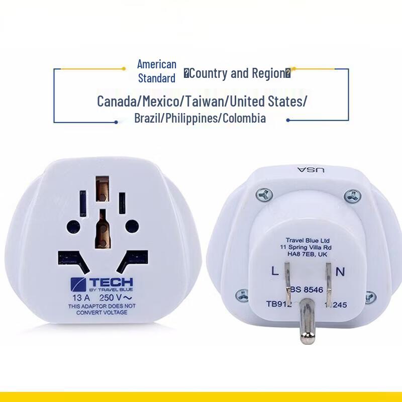 Travel Blue World to US Power Adapter