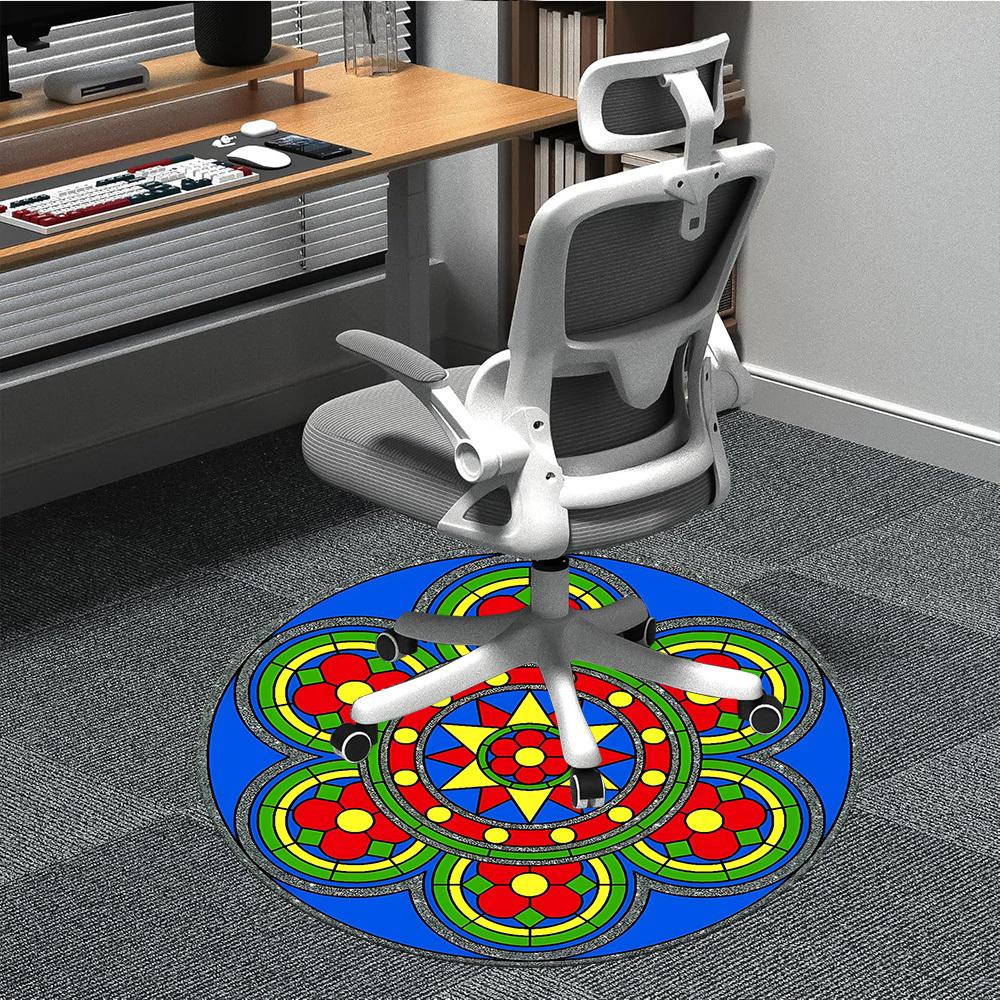 

1PC Stained Glass Mandala Chair Carpet for Office Non-Slip, Lightweight, Machine Washable Rug for Office, Sleeping, Room - Holiday Decoryy251009033 80cm by 80cm