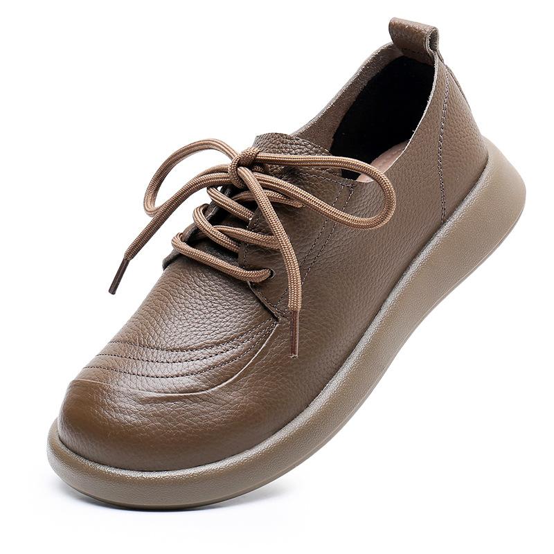 

Модные лоферы GKTINOO из натуральной коровьей кожи, женские туфли на плоской мягкой подошве, осень 2024, с круглым носком, на шнуровке, повседневные кроссовки большого размера 12