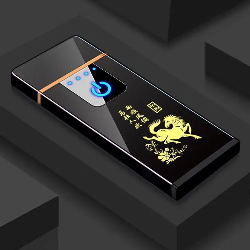 High-Power Windproof Rechargeable Men's Flip Lighter - Black Technology Design