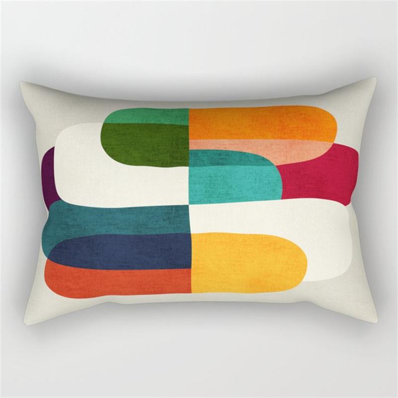 30x50cm Rainbow Geometric Polyester Pillow Cases Abstract Sunrise Mountain Patchwork Pillowcase Sofa Home Decor Cushion Cover