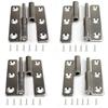 3-inch Removable Door Hinges, Stainless Steel Flag Hinges, 2 for the Left Side and 2 for the Right Side, Silver Color.