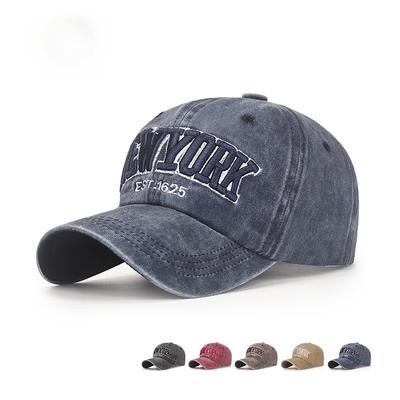 New Soft Top Washed Retro Coated Cloth Cap Three-dimensional Embroidery Sun Hat Old Faded Baseball Hat Men