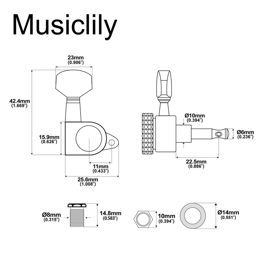 Musiclily Pro Locking Guitar Tuners for Les Paul Gold L3+R3 Electric/Acoustic Guitars,