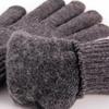 Wool cycling cycling cold-proof student gloves men's autumn and winter warm solid color velvet finger knitting
