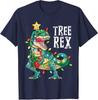 Christmas Dinosaur Tree Rex Pajamas Unisex Boys Xmas Lights TShirt Gift Cute Dino Wear Xmas Lights Graphic Tee Top Family Matching