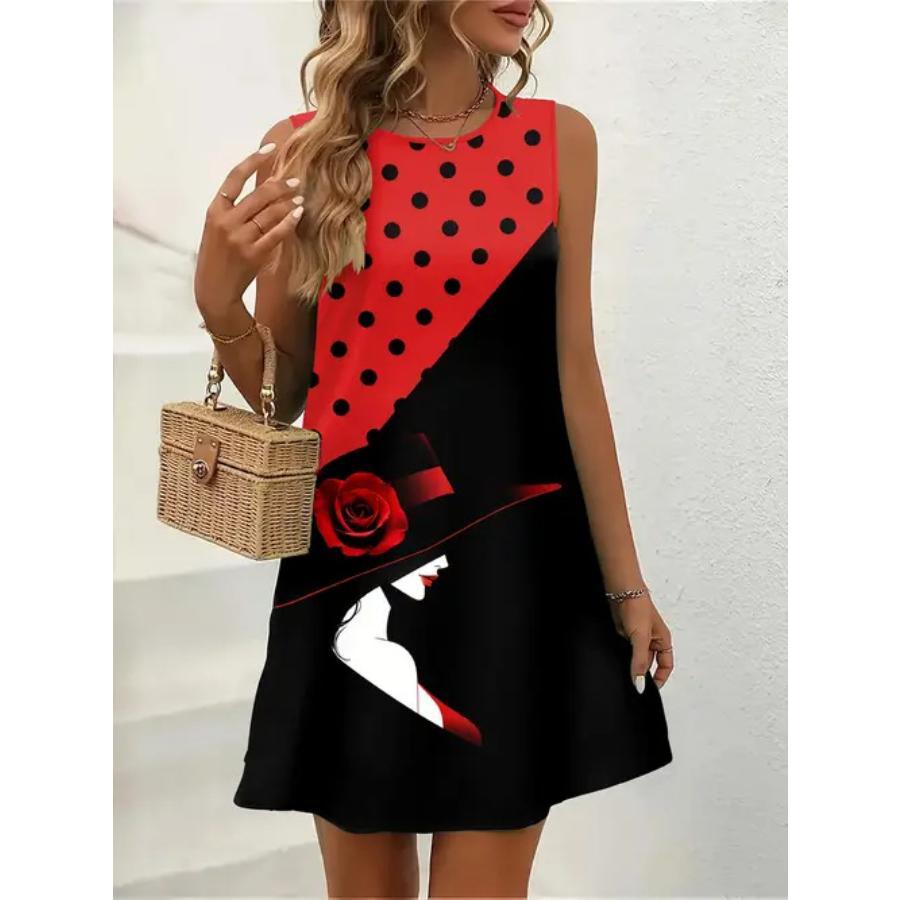 Sleeveless Dress Women O Neck 3d Print Midi Dresses Comfortable Plus Size 8XL Beach Clothing