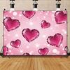 2D Romantic Valentine Backdrop Glitter Diamond Hearts with Bokeh Lights Party Photo Background