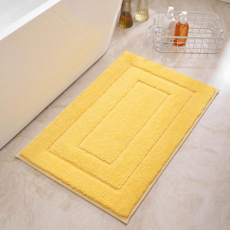 Thick Absorbent Bath Mat Bathroom Door Non-Slip Floor Rug With Edge Binding Square Shape Machine Woven