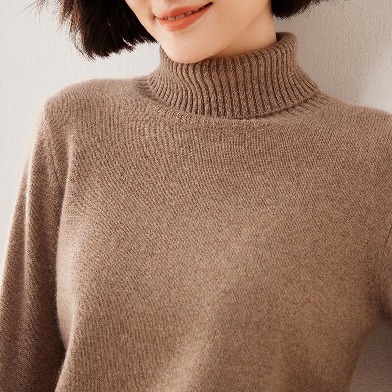 2025 Fall/Winter Cashmere High-Neck Seven-Stitch Thick Slimming Long-Sleeve Knit Base Layer Sweater