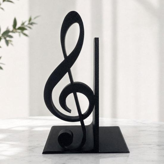 3D Printed Treble Clef Bookends, Music Note Shelf Organizer, Non-Slip Modern Bookend with Stable Support, Sturdy Music Themed Book Stand for Desk