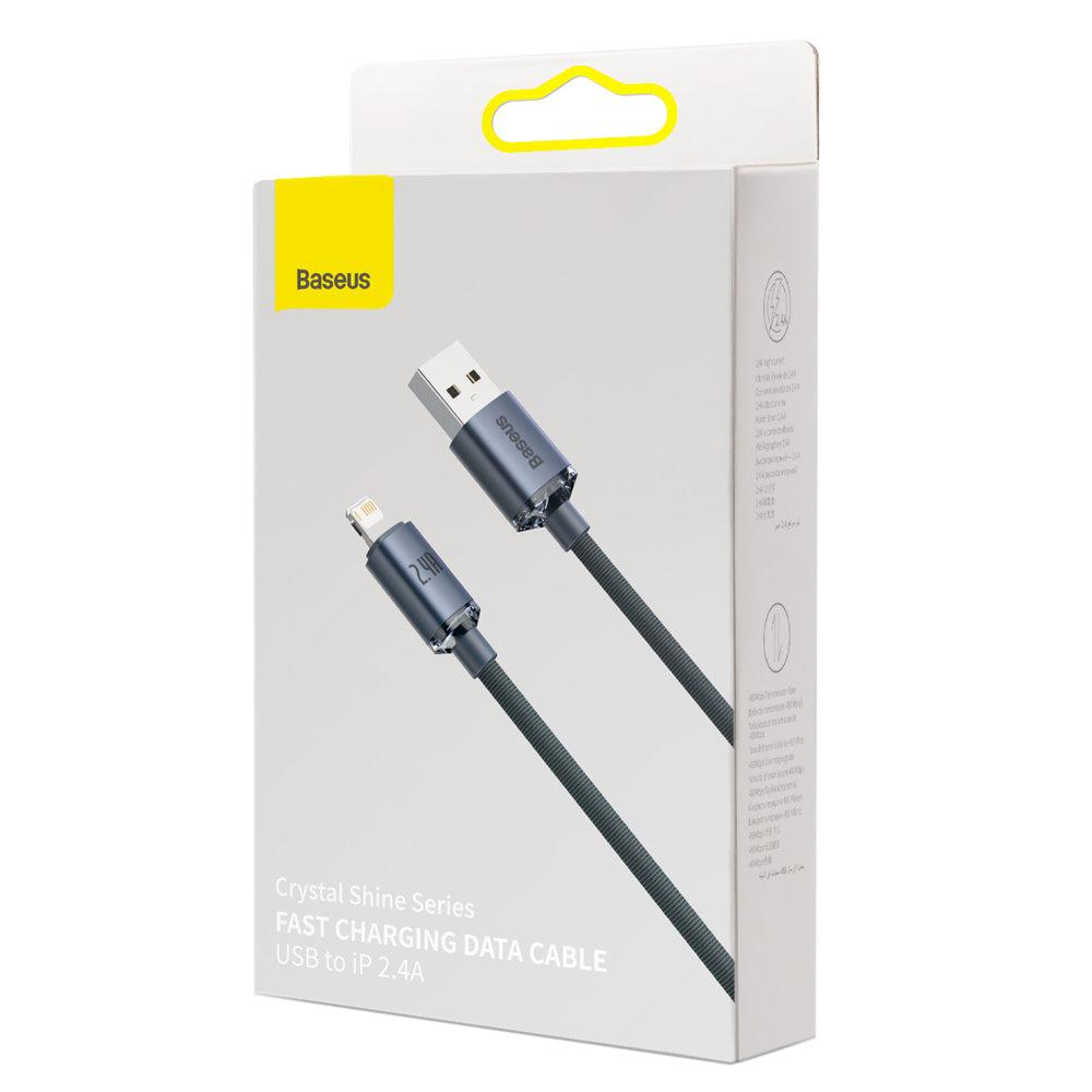 Cable for fast charging and data transfer USB Iphone Lightning 24A 2m black