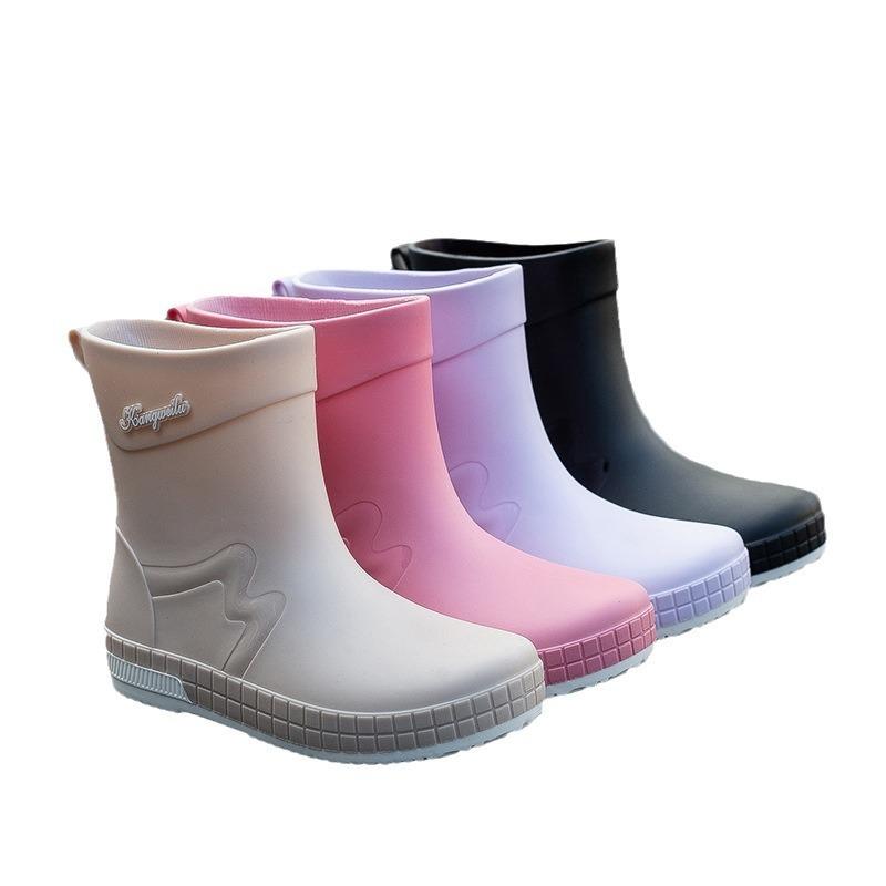 Rain Shoes Women's Fashion Outer Wear Overshoes Lightweight Waterproof Rubber Shoes New Work Non-slip Short Rain Boots