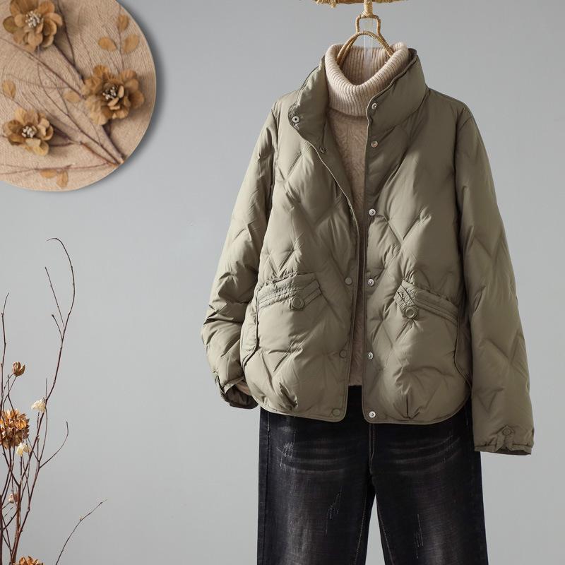 FASHION new national standard 90 white duck down  women's short 2024 new winter fashion small stand-up collar light  Clothes