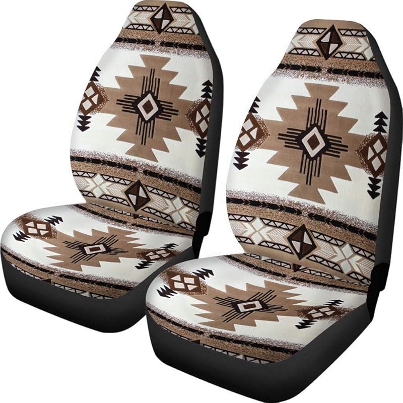Dreaweet Navajo Print Car Seat Covers for Men Women Southwest Pattern Front Seat Protector Cover Full Set of 2pc Universal Size for Car, Truck or