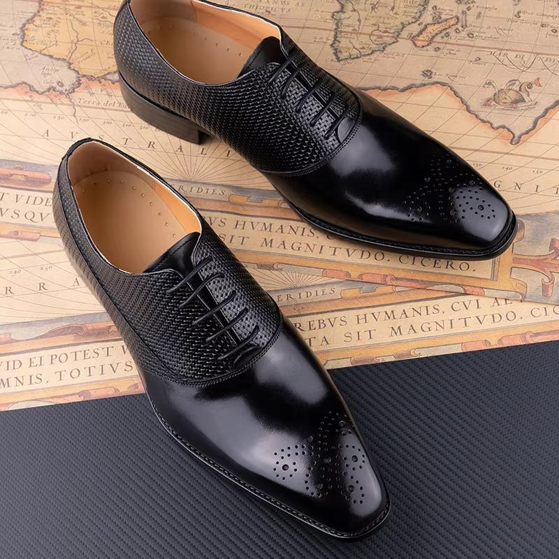 Fashion Classic Lace Up Dress Shoes For Men Top Layer Cow Leather Handmade Business Style Wearing Zapatillas Hombre Popular Design New