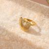 Golden Plated Ginkgo Leaf Open Adjustable Ring for Women Elegant Statement Jewelry Gift
