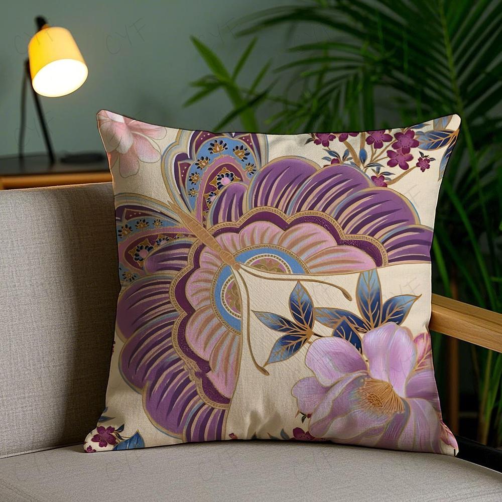 Indonesia B-Batik Design Pillow Case Anti-Dustmite Pillowcase Invisible Zipper Silky Short Plush Sofa Cushion Cover
