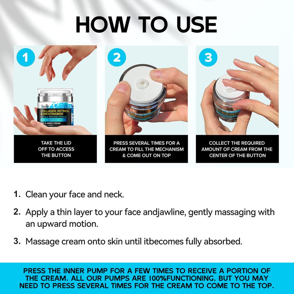 50ml Pressed Jar Morning & Night Hydrating Face Cream Mooth Delicate Radiant and Translucent Rapid Absorption of Skin Retinol Anti Aging Serum