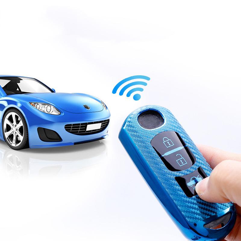 Husă pentru chei de mașină cu model de carbon TPU pentru Mazda 2 3 6 Atenza Axela Demio CX-5 CX5 CX-3 CX7 CX-9 2015-Accesorii