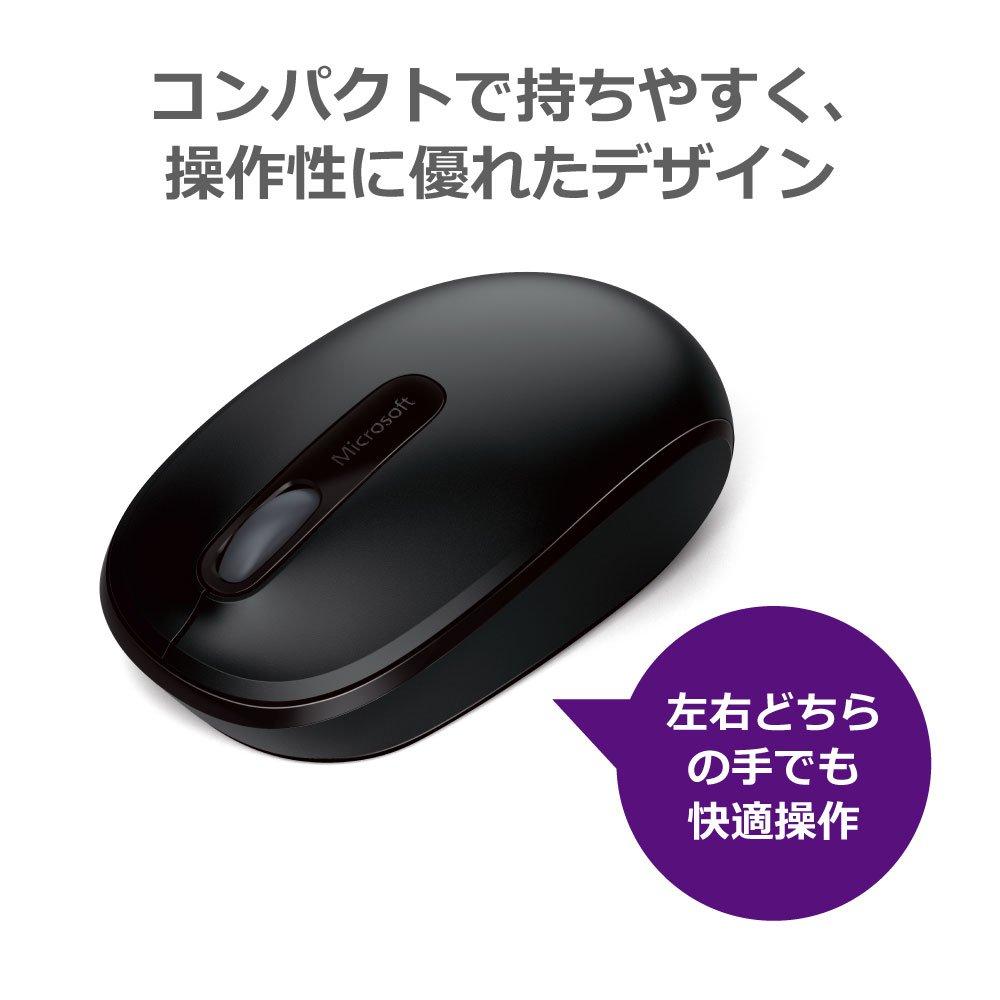 Microsoft Wireless Mobile Mouse 1850 Ambidextrous Optical USB Receiver Compatible with Windows and Mac U7Z-00007 Compact, Design, (Black),