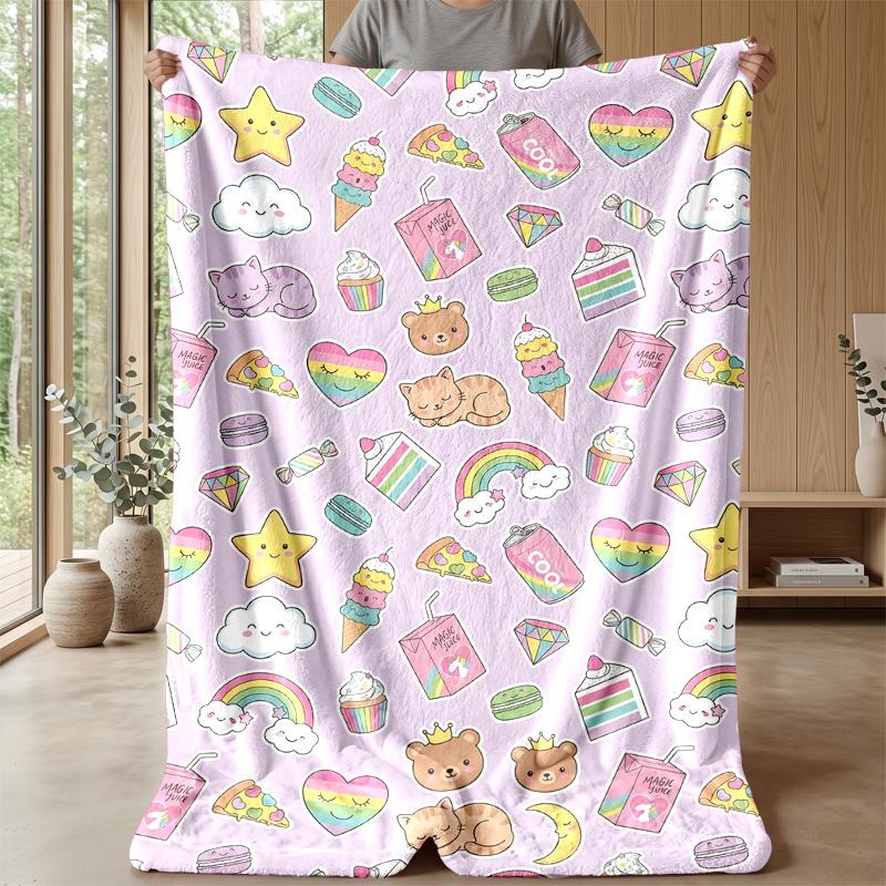 Cute Rabbit on Moon blanket Personalized Name Flannel Blanket Soft Cozy Plush Throw for Sofa Bed Lightweight Home Decor