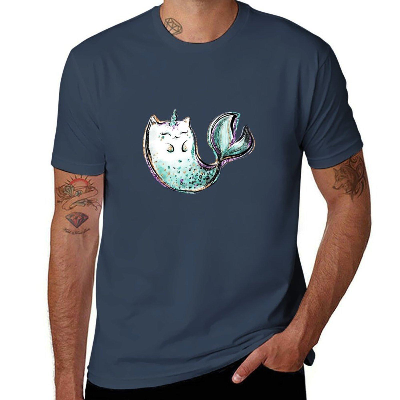 Cat Mermaid Unicorn Tshirt Work Utility Casual Tee Shirt S