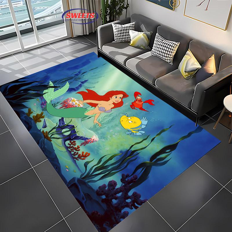 New Shelves! Little Mermaid Ariel Princess Carpet, Living Room Bedroom Office Area Kid's Room of Choice,Non-slip Mat Potdemiel