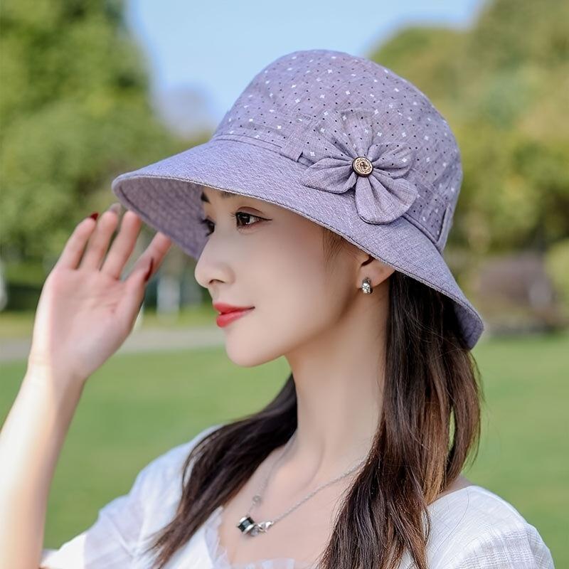 Spring and Summer Country Style Elderly Hat, Women's Sunshade Hat, Mom Sun Hat Top Hat, Grandma Face Bucket Hat, Outdoor Casual Fashionable Cap,