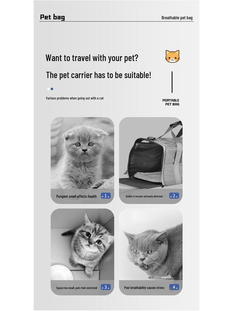 Portable Foldable Cat Backpack: Breathable, Handheld & Shoulder Design with Large Capacity