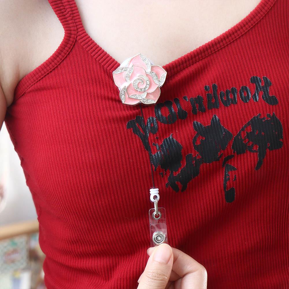 Flower ID Card Badge Clip  Badge Reel Certificate Clasp Badge Holder Retractable Badge Reel