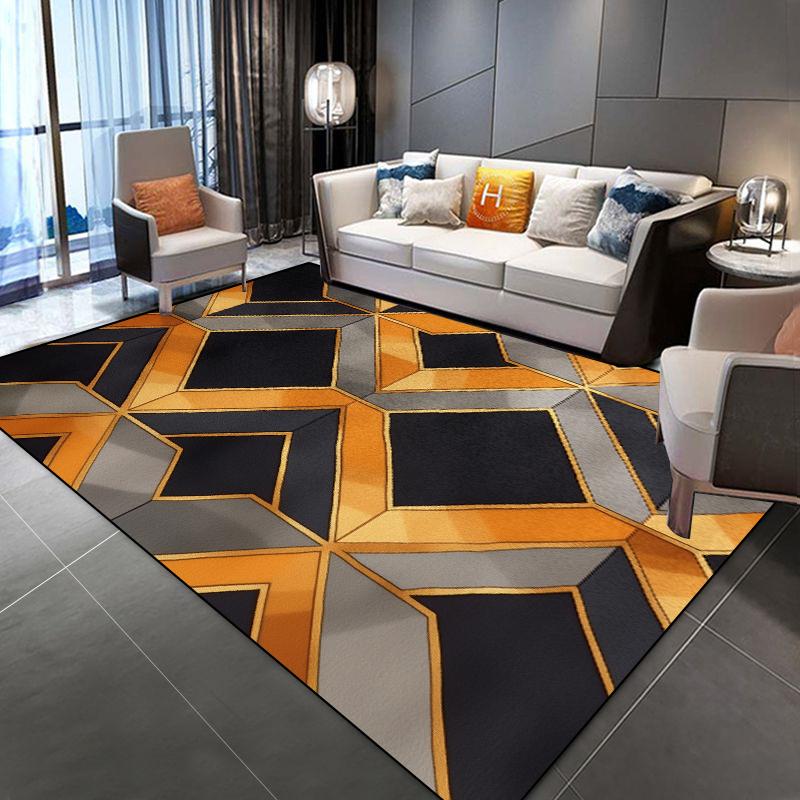 Dark Orange Decoration Carpet Living Room Simple Geometry Carpets Home Sofa Light Luxury Rugs Bedroom Bedside Soft Floor Mat