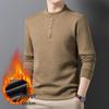 Herr Plus Sammet Tjock Halvhög Krage Tröja - 2025 Höst/Vinter, Varm Långärmad Baslager