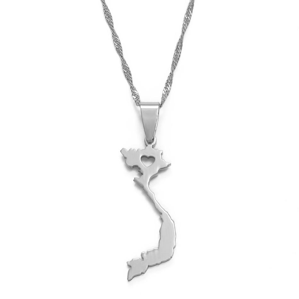 Anniyo Vietnam Pendant Necklace for Women/Men Gold Color Jewelry Map of Vietnam Chain @005221 45cm or 17.7 Inches