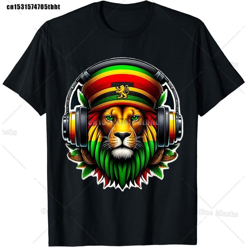 Jamaica Rasta Lion Funny Graphic T Shirts Cotton Men's Short Sleeve Casual Tee Shirt Top Harajuku Streetwear Summer Mens Clothes