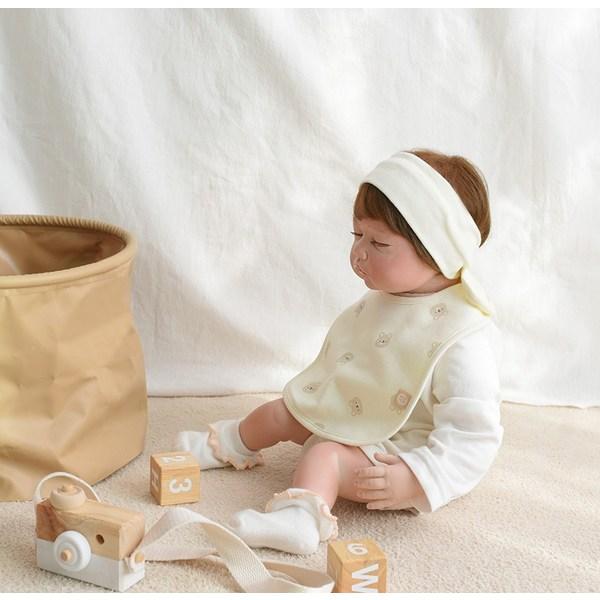 Baby & I Baby Food Cotton Bib 2-piece Set, Yong Blue, Gomi, 1 Set