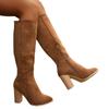 Over-knee boots women's autumn and winter new thick heel large size high heel slim suede boots women's side zipper long tube boots