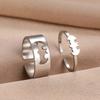 2 PCS Gothic Hip Hop Punk Couple Ring Set, Gold Silver Stainless Steel Open Ring, Men's and Women's Fashion Metal Ring