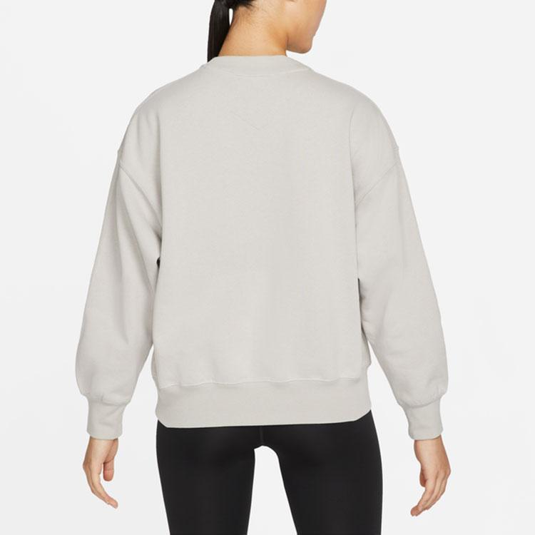 Jordan Essentials Fleece Crew Loose Pullover Sweatshirt Women Tops Light-Iron-Ore DM5190-012