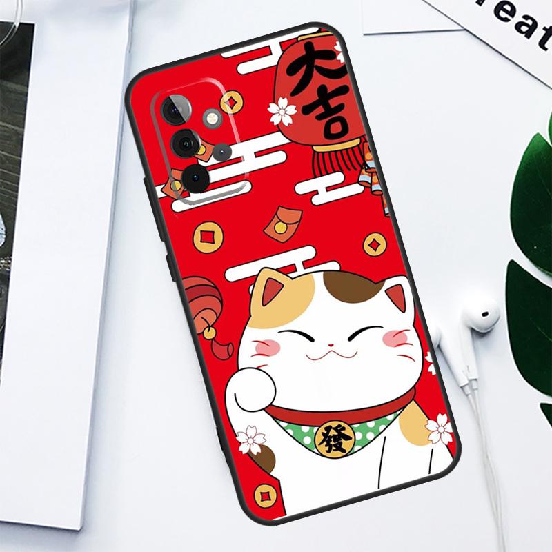 China cute lucky cat For Samsung Galaxy A52 A22 A32 A54 A34 A14 A55 A35 A15 A53 A33 A13 A05 A06 A16 Phone Case