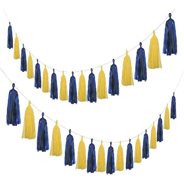 20PCS Blue and Yellow Graduation Decorations Blue and Yellow Tassel Garland for Party Decorations