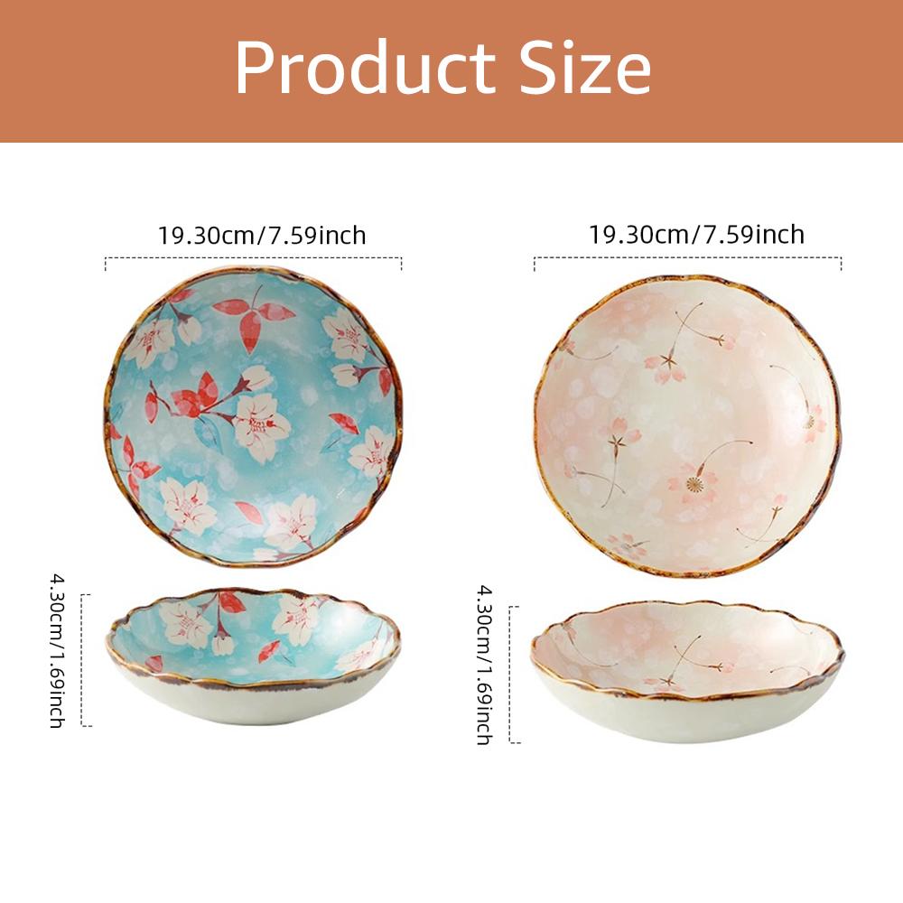 

2 шт. Японская керамическая глубокая круглая тарелка для ужина, пасты, семейного салата, фруктов, посуда, тарелка, подходит для микроволновой печи