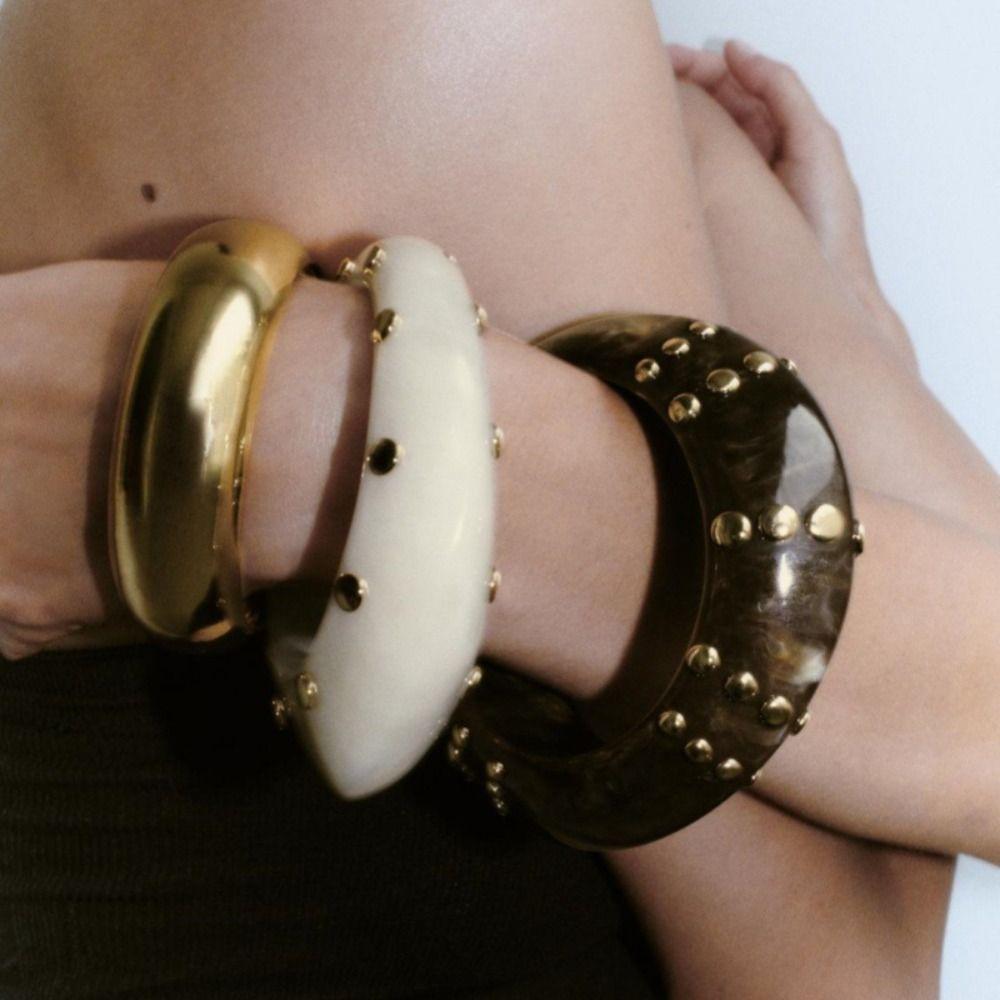 Vintage Acrylic Bangle Bohemian Chunky Bangle Creative Cuff Bracelets  Gift