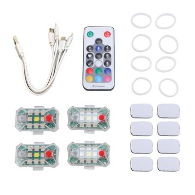 4PCS Wireless LED Strobe Lights with Remote Control RGB 7 Color Rechargeable IP65 Anti Collision