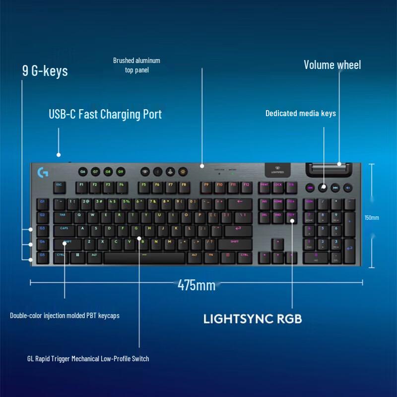 Logitech G915X LIGHTSPEED Tri-Mode Low-Profile Mechanical Gaming Keyboard
