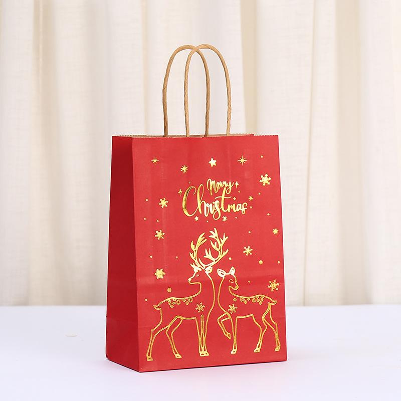StoBag, Reusable Gold Foil Christmas Paper Gift Tote Bags, Luxury Holiday party supplies, packing candy goodies, 12/30pcs