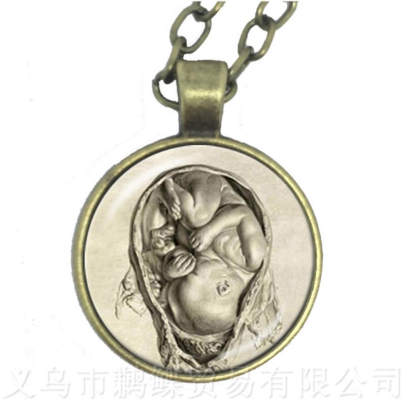 Human Anatomy Organ Necklace Glass Cabochon Science Medical Punk Brain Eye Jewelry Sweater chain Creative Gift