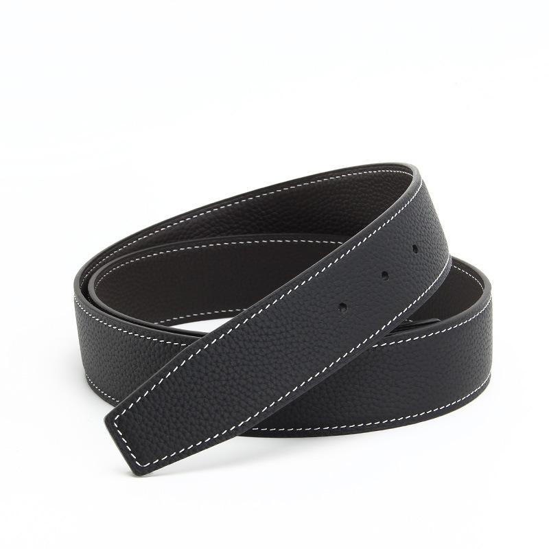 Double Sided Top-layer Lychee Pattern Belt Strip for Men's Pin Buckle Plate Buckle Belt Body Cowhide Car White Line Belt Belt