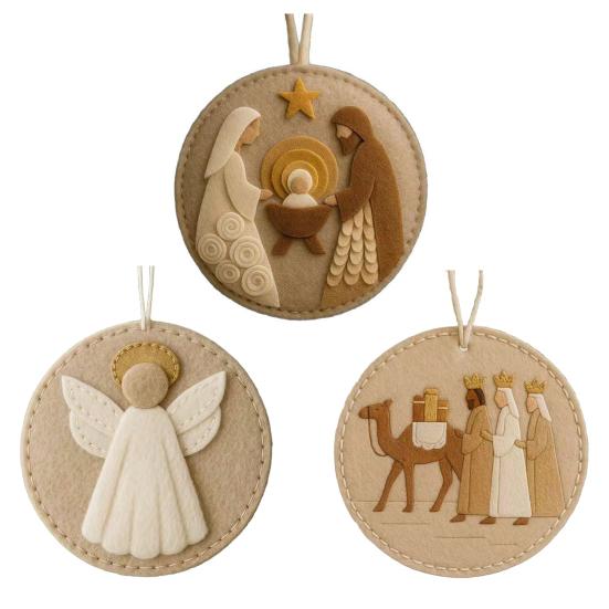 Felt Nativity Scene Christmas Ornament Xmas Crafts Ornaments for Tree Xmas Winter Party Christian Decorations Indoor Outdoor